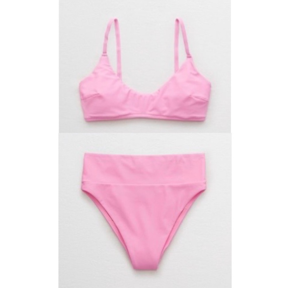 Aerie Pink Bikini - Scoop Top and Hi Cut Cheeky Bottom - XXL